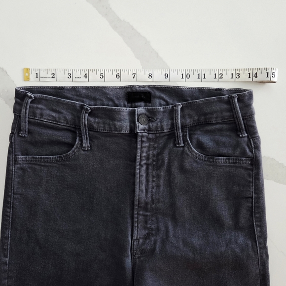 MOTHER The Hustler Ankle Fray High Rise Cropped Flare Jeans Womens 28 Charcoal - Picture 4 of 11